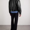 Padded Snake-Effect Leather Blouson Jacket - BK