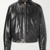 Padded Snake-Effect Leather Blouson Jacket