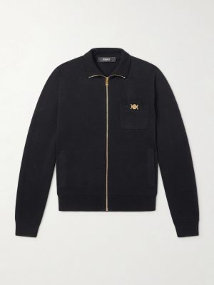 Embellished Cotton-Blend Zip-Up Sweater Embellished Cotton-Blend Zip-Up Sweater
