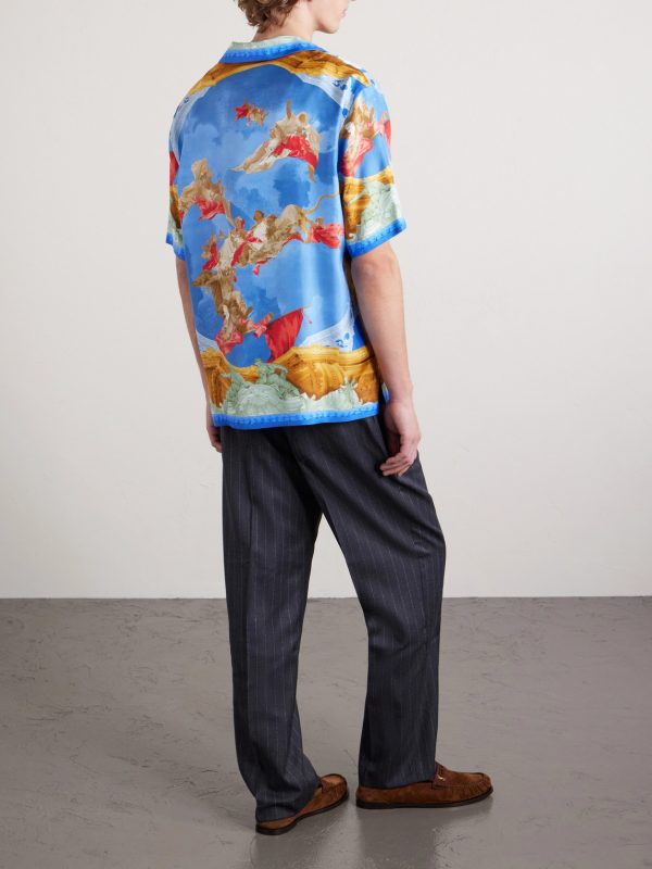 Camp-Collar Printed Silk-Twill Shirt - BK Camp-Collar Printed Silk-Twill Shirt - BK