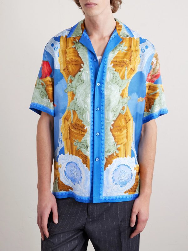 Camp-Collar Printed Silk-Twill Shirt - FR Camp-Collar Printed Silk-Twill Shirt - FR