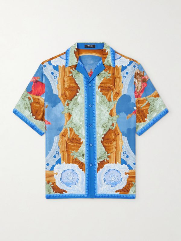 Camp-Collar Printed Silk-Twill Shirt Camp-Collar Printed Silk-Twill Shirt