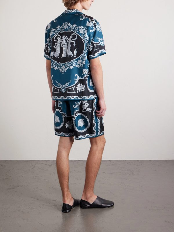 Camp-Collar Printed Silk-Twill Shirt - BK Camp-Collar Printed Silk-Twill Shirt - BK