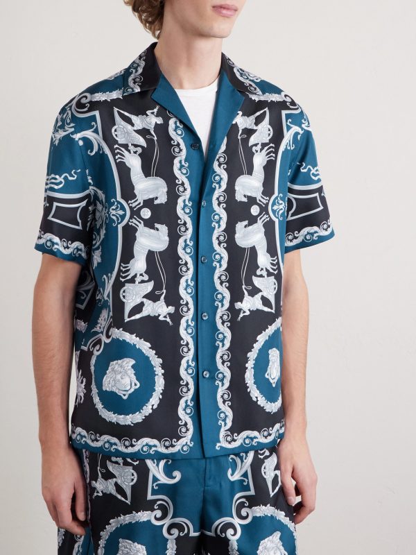 Camp-Collar Printed Silk-Twill Shirt - FR Camp-Collar Printed Silk-Twill Shirt - FR