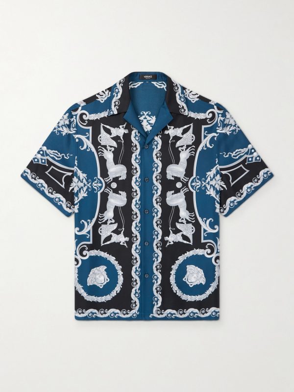 Camp-Collar Printed Silk-Twill Shirt Camp-Collar Printed Silk-Twill Shirt