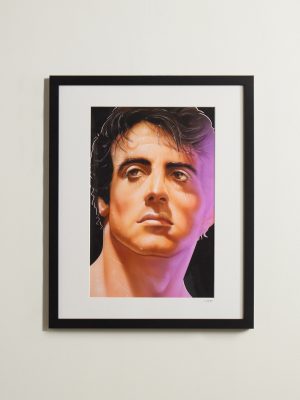 Framed 1985 Sylvester Stallone Print, 16" x 20"