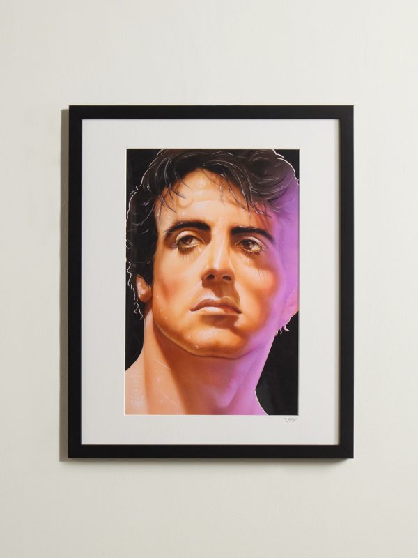 Framed 1985 Sylvester Stallone Print, 16" x 20"