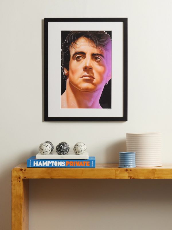 Framed 1985 Sylvester Stallone Print, 16" x 20" - OU