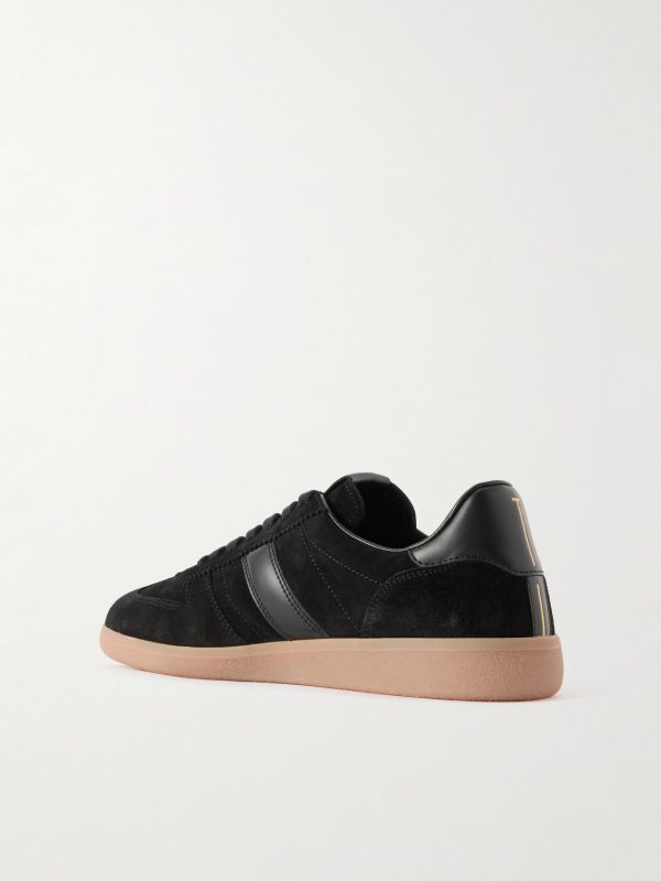 Leather-Trimmed Suede Sneakers - BK Leather-Trimmed Suede Sneakers - BK