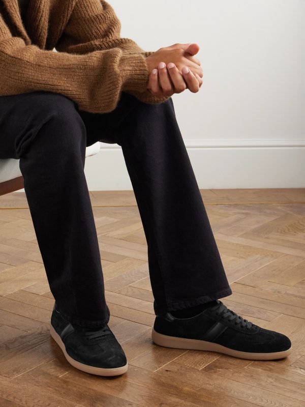 Leather-Trimmed Suede Sneakers - OU Leather-Trimmed Suede Sneakers - OU