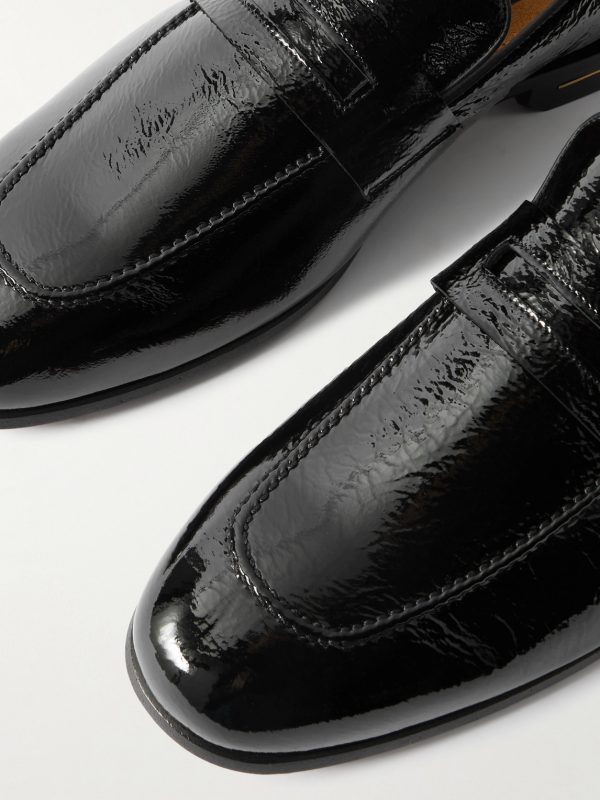 Gigi Crackled Patent-Leather Penny Loafers - CU Gigi Crackled Patent-Leather Penny Loafers - CU