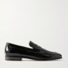 Gigi Crackled Patent-Leather Penny Loafers Gigi Crackled Patent-Leather Penny Loafers