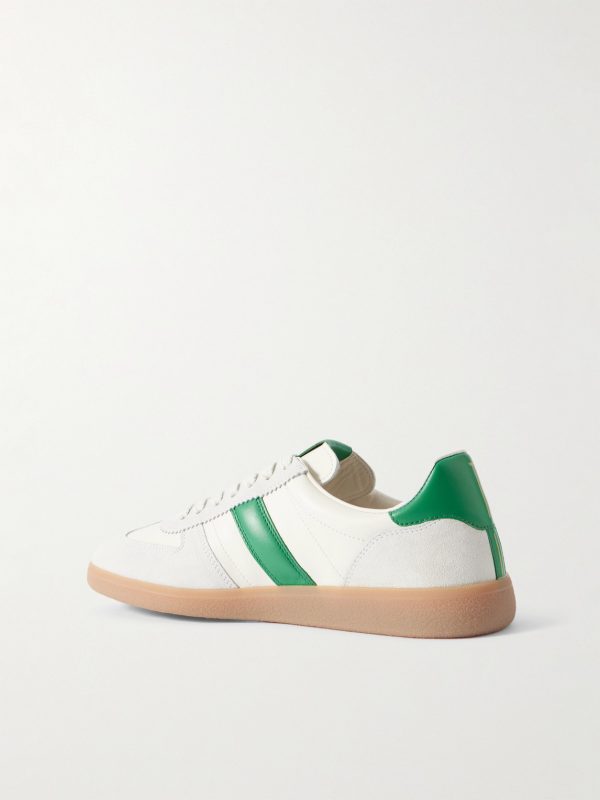 Suede-Trimmed Leather Sneakers - BK Suede-Trimmed Leather Sneakers - BK