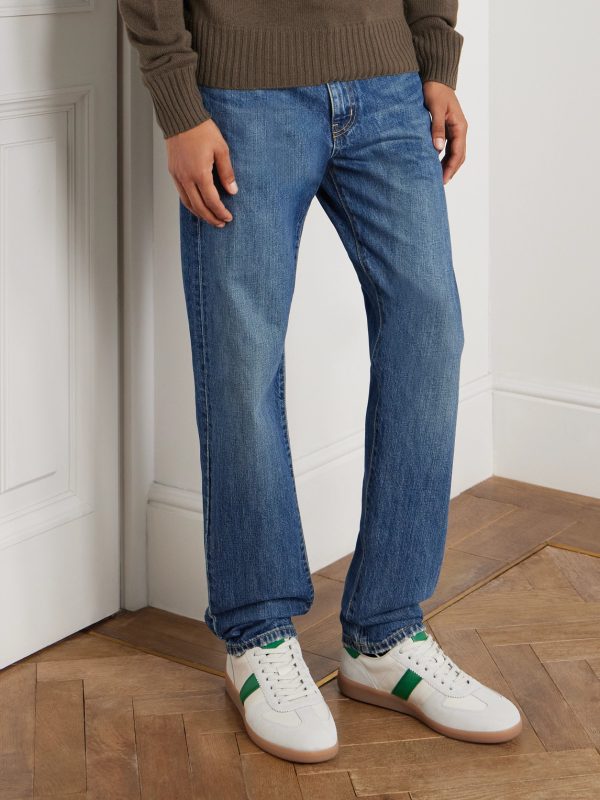 Suede-Trimmed Leather Sneakers - OU Suede-Trimmed Leather Sneakers - OU