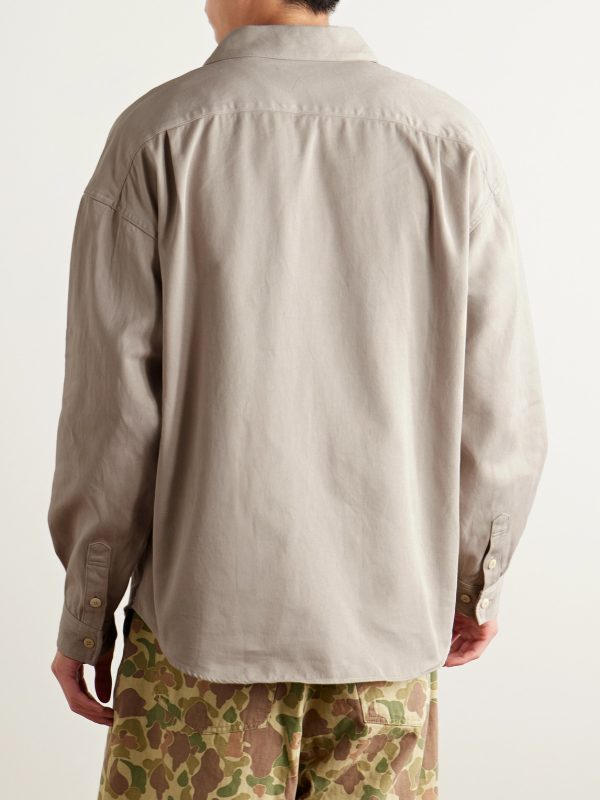 Palmer Convertible-Collar Embroidered Cotton-Twill Shirt - BK Palmer Convertible-Collar Embroidered Cotton-Twill Shirt - BK