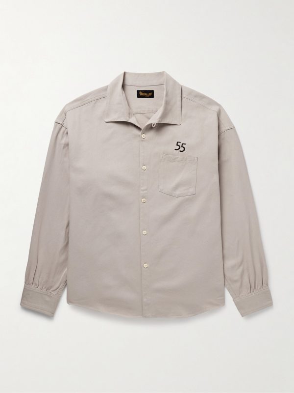 Palmer Convertible-Collar Embroidered Cotton-Twill Shirt Palmer Convertible-Collar Embroidered Cotton-Twill Shirt
