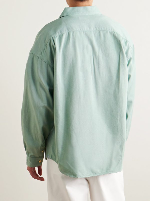 Palmer Convertible-Collar Embroidered Cotton-Twill Shirt - BK Palmer Convertible-Collar Embroidered Cotton-Twill Shirt - BK