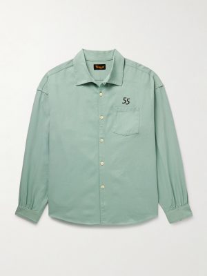 Palmer Convertible-Collar Embroidered Cotton-Twill Shirt Palmer Convertible-Collar Embroidered Cotton-Twill Shirt