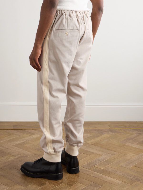 Bertone Tapered Grosgrain-Striped Cotton-Twill Trousers - BK