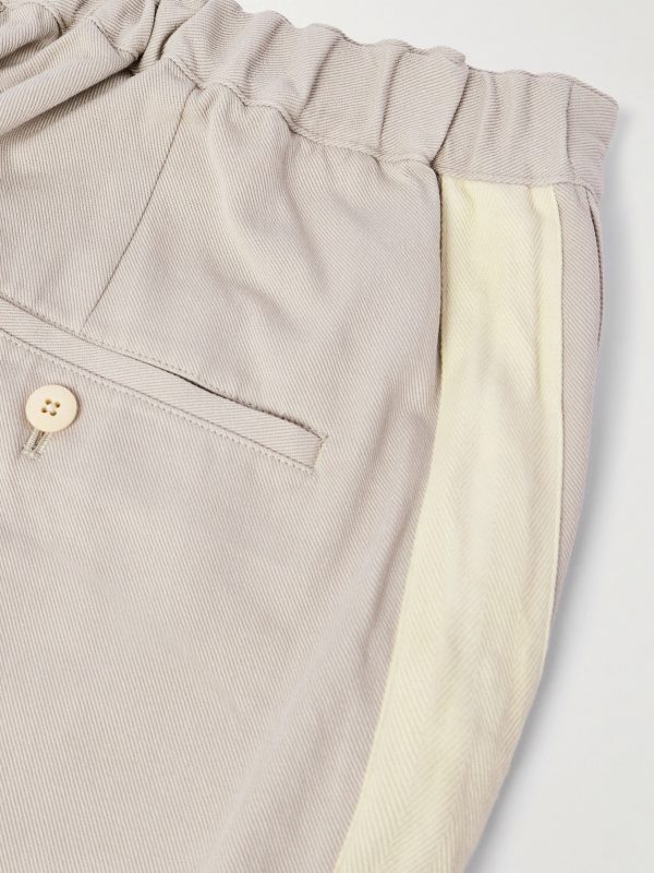 Bertone Tapered Grosgrain-Striped Cotton-Twill Trousers - CU