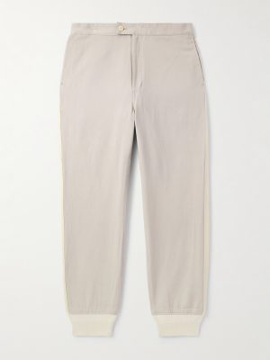 Bertone Tapered Grosgrain-Striped Cotton-Twill Trousers Bertone Tapered Grosgrain-Striped Cotton-Twill Trousers