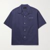 Crosby Convertible-Collar Embroidered Wool and Linen-Blend Shirt Crosby Convertible-Collar Embroidered Wool and Linen-Blend Shirt