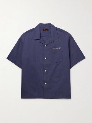Crosby Convertible-Collar Embroidered Wool and Linen-Blend Shirt Crosby Convertible-Collar Embroidered Wool and Linen-Blend Shirt