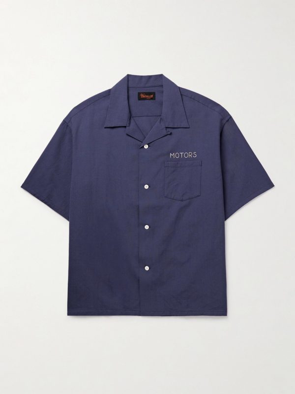Crosby Convertible-Collar Embroidered Wool and Linen-Blend Shirt Crosby Convertible-Collar Embroidered Wool and Linen-Blend Shirt
