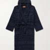 Chalk Striped Cotton-Terry Jacquard Hooded Robe Chalk Striped Cotton-Terry Jacquard Hooded Robe