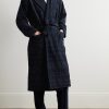 Chalk Striped Cotton-Terry Jacquard Hooded Robe - OU Chalk Striped Cotton-Terry Jacquard Hooded Robe - OU