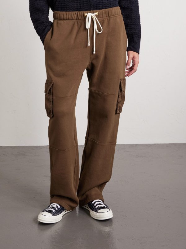 Heavyweight Straight-Leg Structured-Fleece Cotton-Jersey Drawstring Cargo Trousers - FR Heavyweight Straight-Leg Structured-Fleece Cotton-Jersey Drawstring Cargo Trousers - FR