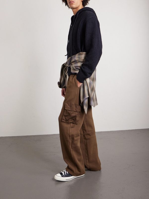 Heavyweight Straight-Leg Structured-Fleece Cotton-Jersey Drawstring Cargo Trousers - OU Heavyweight Straight-Leg Structured-Fleece Cotton-Jersey Drawstring Cargo Trousers - OU