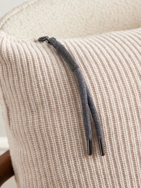 Bead-Embellished Ribbed Cashmere Cushion - CU