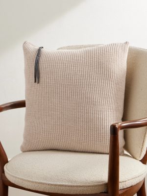 Bead-Embellished Ribbed Cashmere Cushion