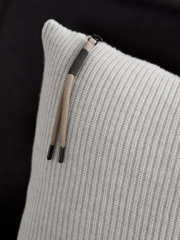 Bead-Embellished Ribbed Cashmere Cushion - CU Bead-Embellished Ribbed Cashmere Cushion - CU