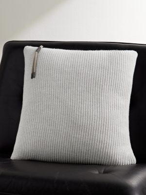 Bead-Embellished Ribbed Cashmere Cushion