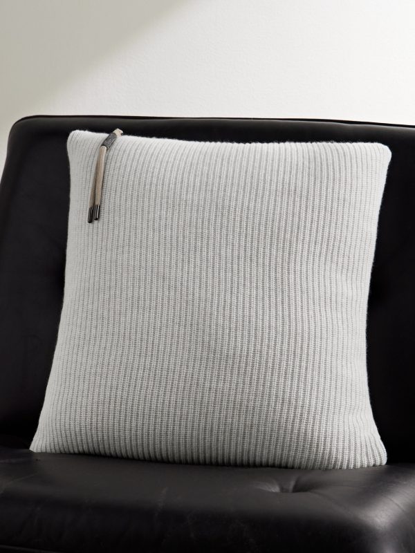 Bead-Embellished Ribbed Cashmere Cushion Bead-Embellished Ribbed Cashmere Cushion
