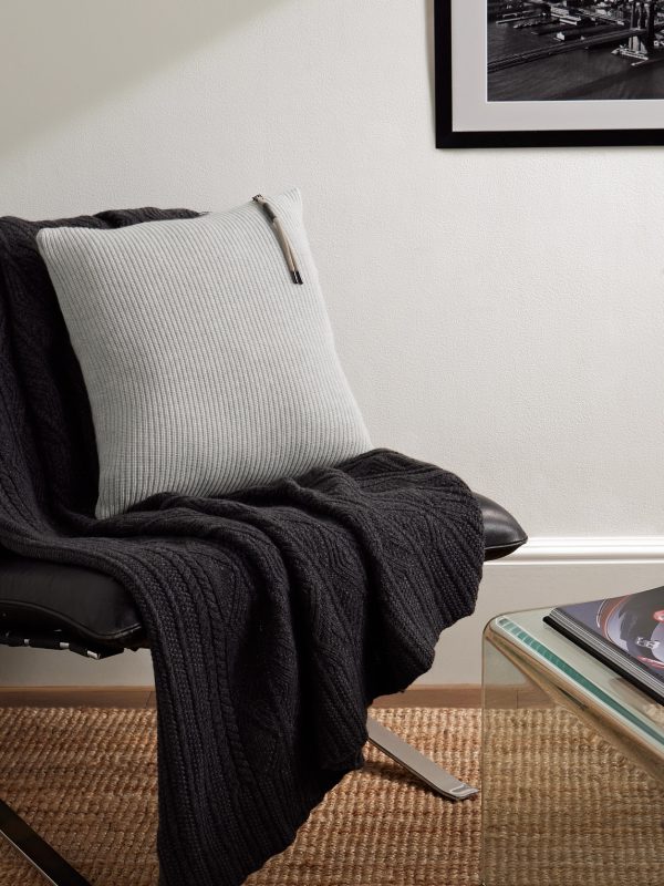 Bead-Embellished Ribbed Cashmere Cushion - OU Bead-Embellished Ribbed Cashmere Cushion - OU