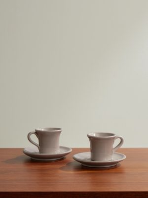 Set of Two Ceramic Espresso Cups and Saucers