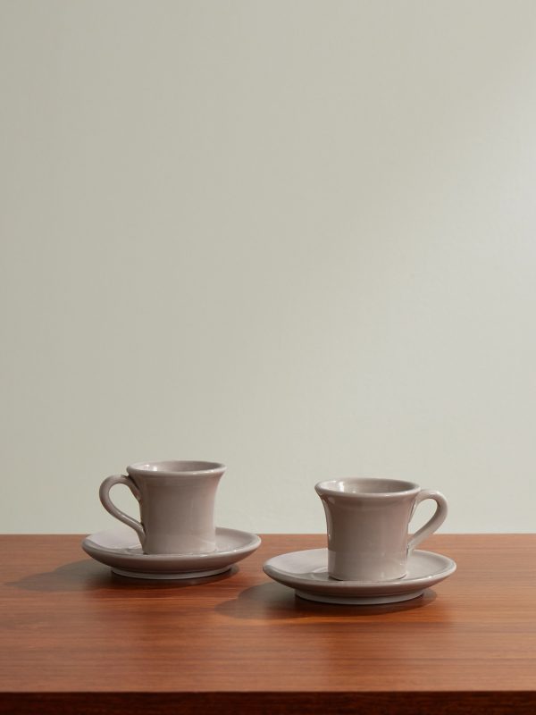 Set of Two Ceramic Espresso Cups and Saucers Set of Two Ceramic Espresso Cups and Saucers