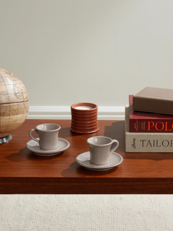 Set of Two Ceramic Espresso Cups and Saucers - OU Set of Two Ceramic Espresso Cups and Saucers - OU