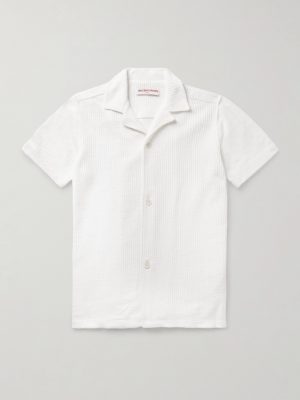 Maitan Camp-Collar Ribbed Organic Cotton-Terry Shirt