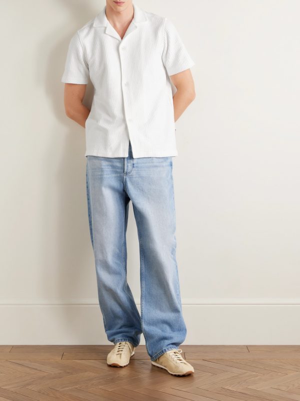 Maitan Camp-Collar Ribbed Organic Cotton-Terry Shirt - OU Maitan Camp-Collar Ribbed Organic Cotton-Terry Shirt - OU