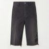 Straight-Leg Frayed Cotton-Twill Shorts