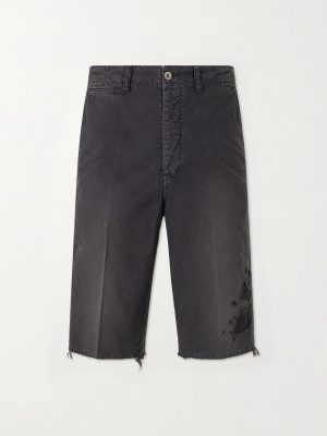 Straight-Leg Frayed Cotton-Twill Shorts Straight-Leg Frayed Cotton-Twill Shorts