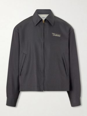 Kluane Logo-Embroidered Wool and Silk-Blend Blouson Jacket Kluane Logo-Embroidered Wool and Silk-Blend Blouson Jacket