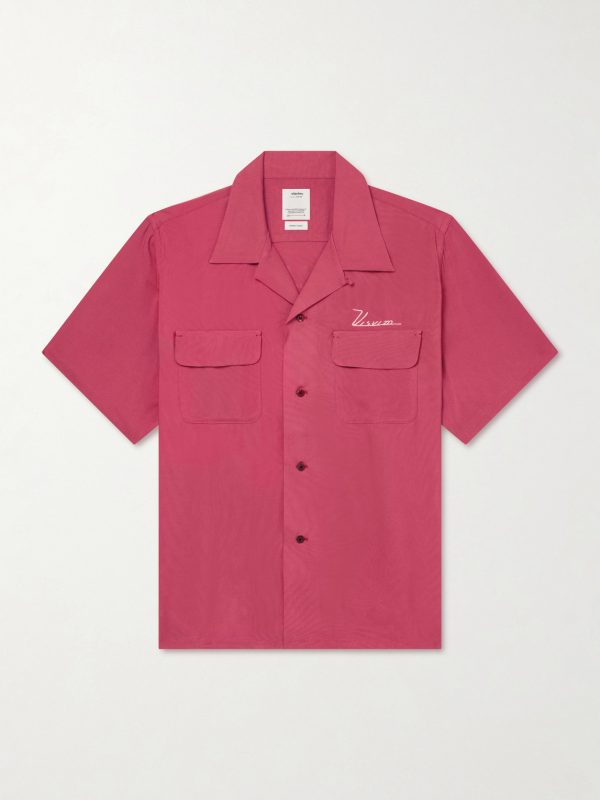 Logo-Embroidered Convertible-Collar Woven Shirt Logo-Embroidered Convertible-Collar Woven Shirt