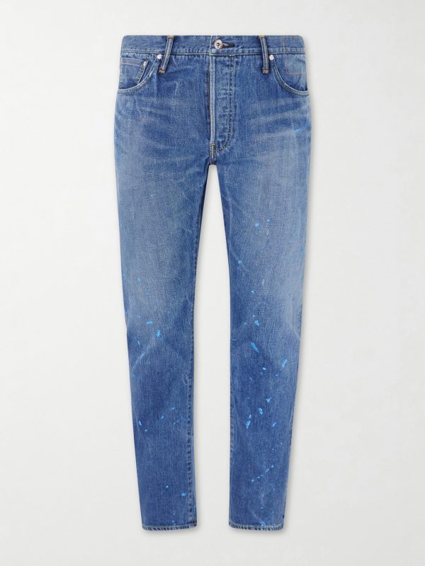 Social Sculpture 11 Slim-Fit Straight-Leg Paint-Splattered Jeans