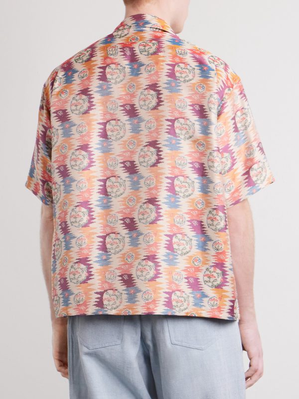 Crosby Camp-Collar Silk and Cotton-Blend Jacquard Shirt - BK Crosby Camp-Collar Silk and Cotton-Blend Jacquard Shirt - BK