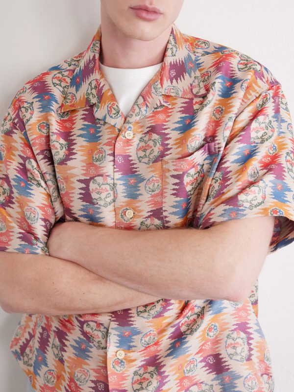 Crosby Camp-Collar Silk and Cotton-Blend Jacquard Shirt - CU Crosby Camp-Collar Silk and Cotton-Blend Jacquard Shirt - CU